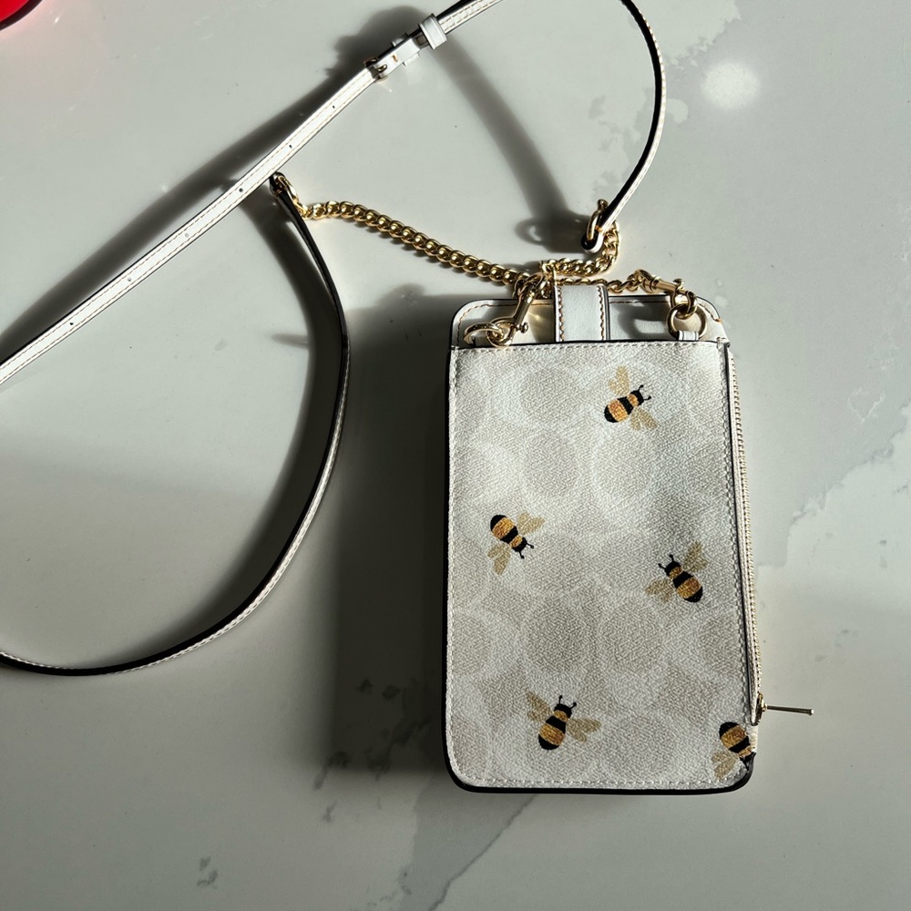 Coach Phone Crossbody In Signature Canvas Bee Print